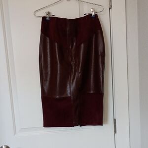 Marc New York Deep Red and Dark Brown Pencil Skirt